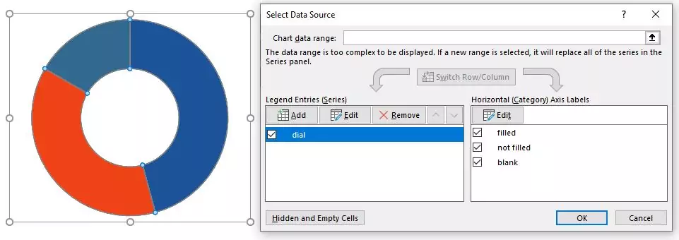 Setting up the data - dial series