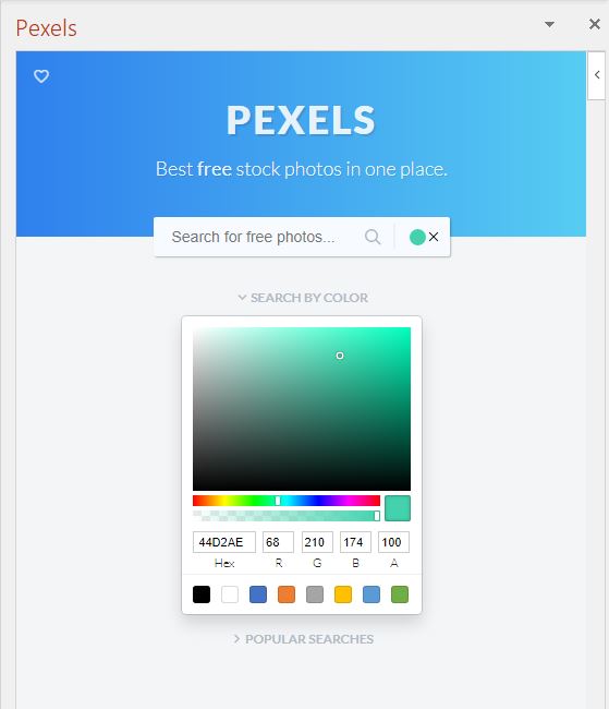 Pexels - search by colour